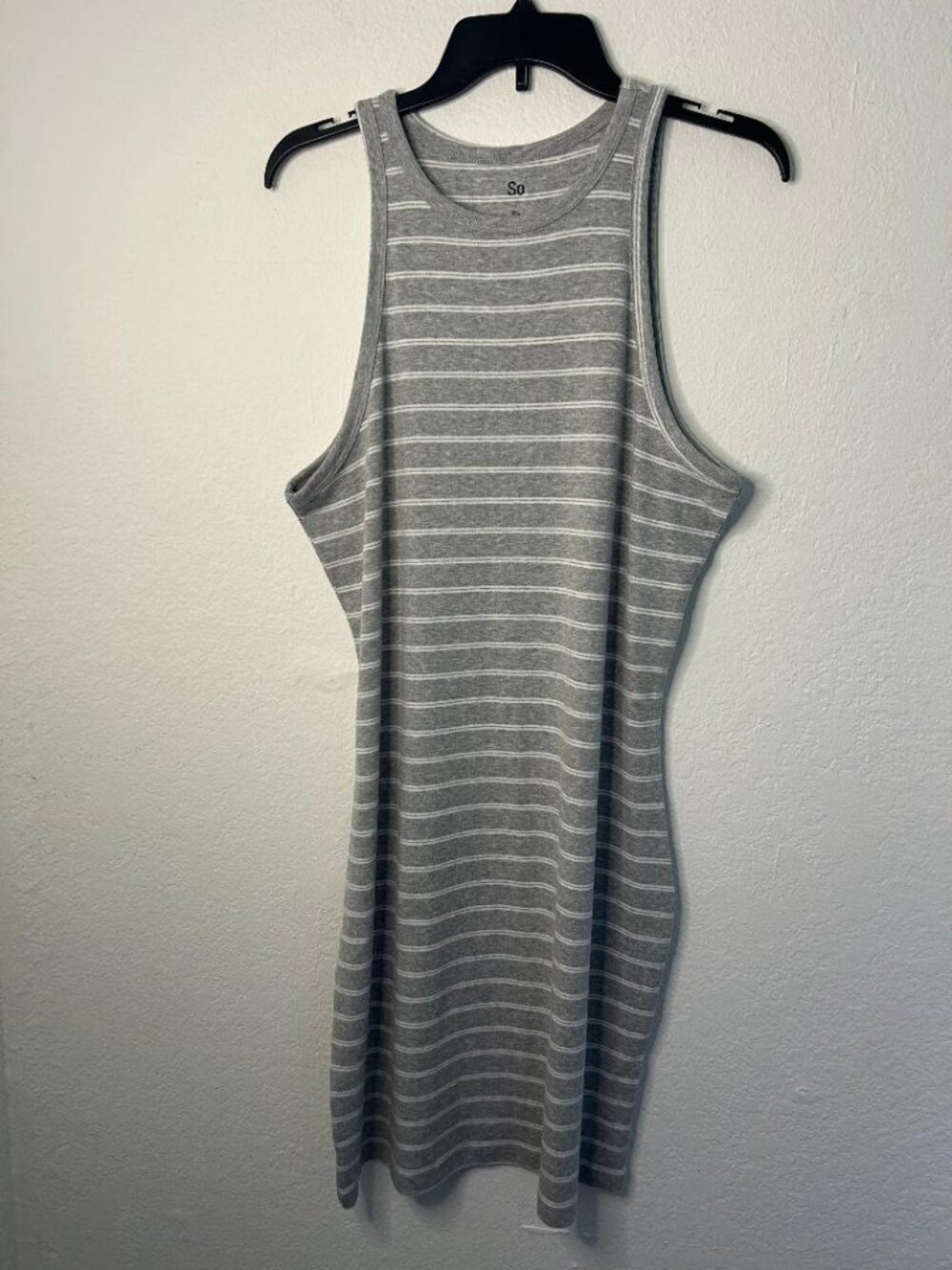 Striped Tank Dress in Gray and White Size XXL